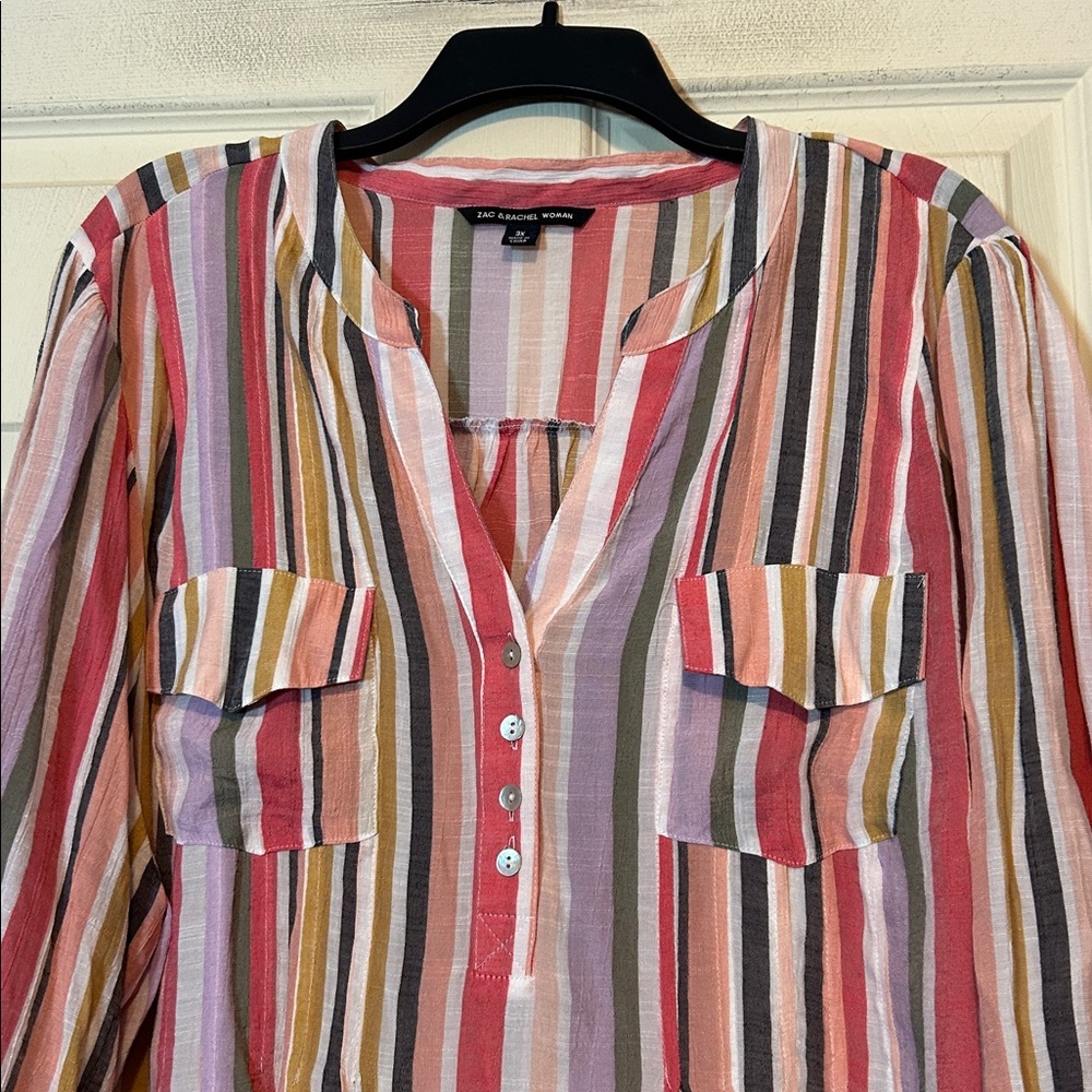 Zac & Rachel Woman Striped Multicolor Top Size 3X - Picture 2 of 8